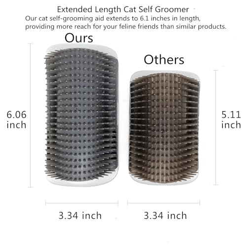 Miwoowim Extended (6.1") 2 Pack Self Grooming Cat Brush - Wall Corner Scratcher with Massage Combs for Long and Short Fur ...