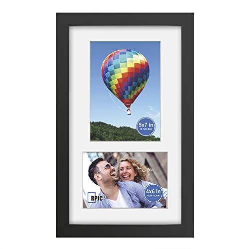 RPJC 8x14 Soild Wood 2 Opening Picture frames with High Definition Glass Display 4x6 and 5x7 with Mat or 8x14 Without Mat ...