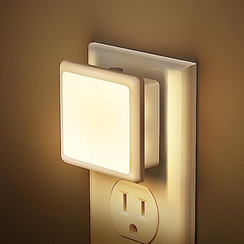 JandCase Night Lights Plug into Wall 2 Pack, Plug in Night Light with Dusk-to-Dawn Light Sensor, 3000K Soft White 0.3W, LE...