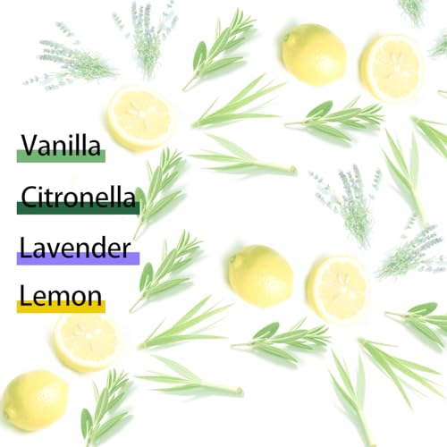 LETINE 12 oz Scented Candle Gift Set (Pack of 4) - Vanilla, Citronella, Lemon & Lavender Soy Wax Candles for Women, 24H Bu...