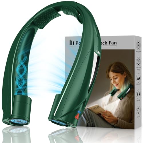 Laimiod Portable Neck Fan - with LED Book Light, 6-20 Hrs Long Battery, 6-Speed Adjustable, USB-C Rechargeable, Ultra Quie...