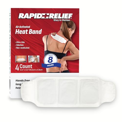 Rapid Relief Air Activated Heat Bands for Neck & Shoulders, 4 Pack – Targeted Heat Relief for Stiff Muscles, Shoulder Tens...