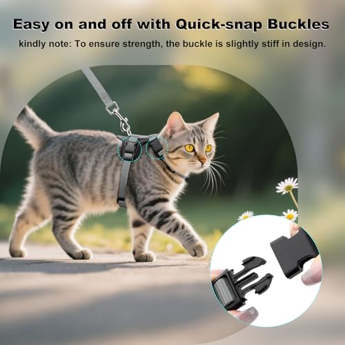 Plutus Pet Adjustable Cat Harness and Leash Set, Quick Release, Escape Proof Nylon Vest with Leather Trim for Kitten, Smal...
