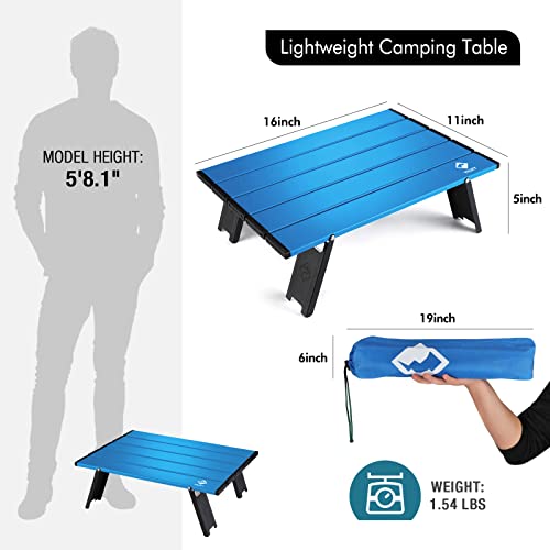 VILLEY Portable Mini Folding Beach Table, Ultralight Aluminum Side Table with Carry Bag for Camping, Picnics, and Outdoor ...