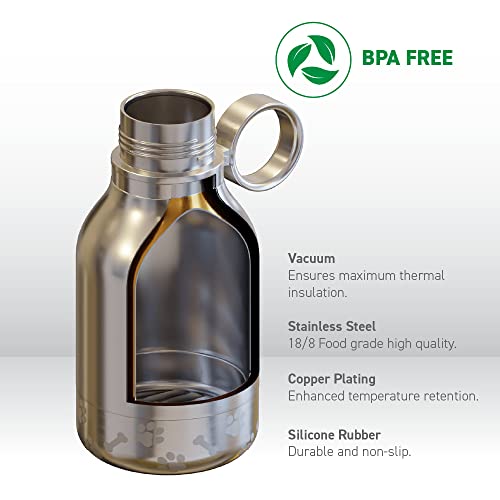 Asobu Buddy Bottle a Stainless Steel Insulated Water Bottle for with Removable Dog Water Bowl and Dog Food and Treat Stora...