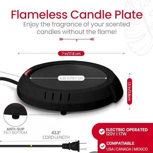 Candle Warmer Plate Safely Releases Scents Without a Flame- Used as Candle Jar Warmer, Candle Melter, Coffee Warmer, Mug W...