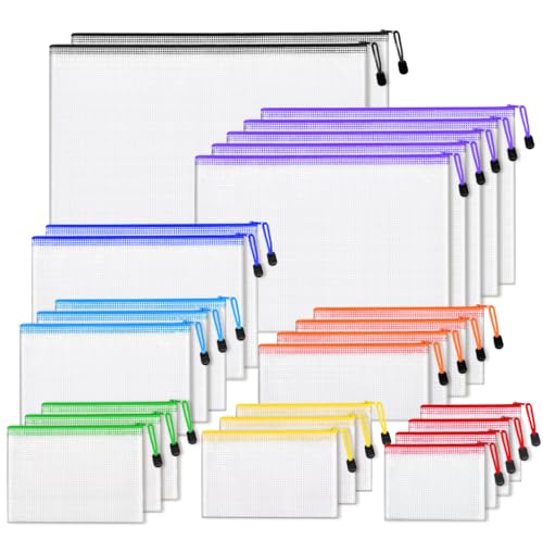 26pcs Mesh Zipper Pouch Bags, 8 Sizes Plastic Zippered Storage Bags for Organizing, Clear Pouches with Zipper, Waterproof ...