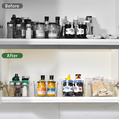 AntStep 12 Pack Clear Plastic Storage Bins, Pantry Organizers and Storage, Clear Pantry Organizer Bins, Plastic Containers...