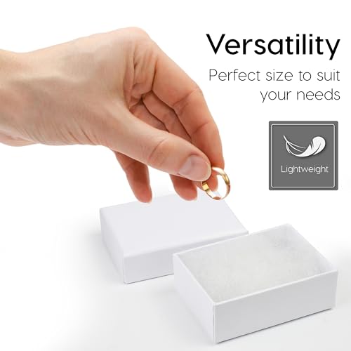 BULK PARADISE 6 Pack Cotton Fill White Cardboard Paper Jewelry Box Gift Size 3.08 x 2.28 x 1.1 Inches Perfect for Small Gifts