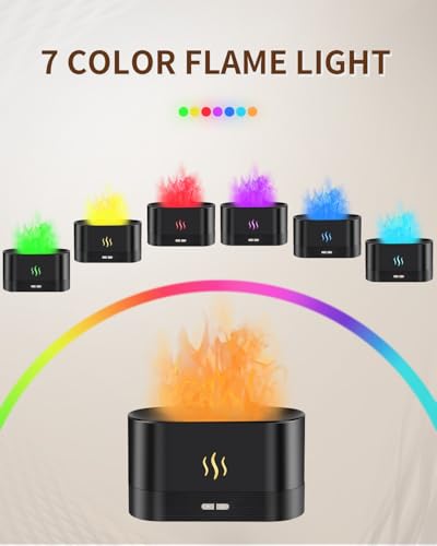 Flame Effect Essential Oil Diffuser, Ultrasonic Aromatherapy Humidifier, Upgraded 7 Color Changing Lights with Ultra Quie...