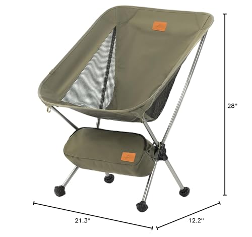 Naturehike YL08 Ultralight Camping Chair, 2.38 LBS Portable Backpacking Chair with Anti-Sinking Feet, Lightweight Compact ...