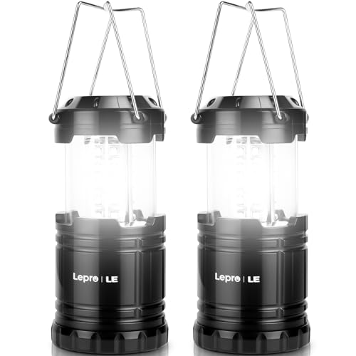 Lepro LED Camping Lanterns Battery Powered, Collapsible, IPX4 Water Resistant, Outdoor Portable Lights for Emergency, Hurr...