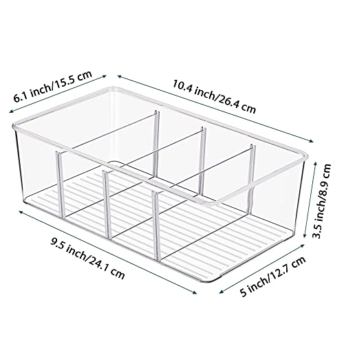 Vtopmart 4 Pack Food Storage Organizer Bins, Clear Plastic Bins for Pantry, Kitchen, Fridge, Cabinet Organization and Stor...