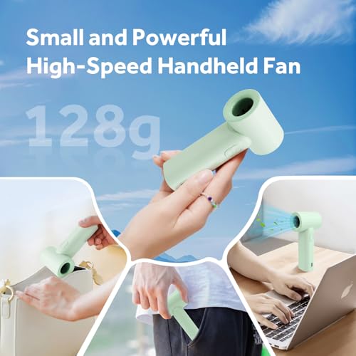 Portable Handheld Turbo Fan, 5 Gear Wind, LED Display, 4500mAh USB Rechargeable Hand Held Personal Fan, 15H Max Cooling Ti...