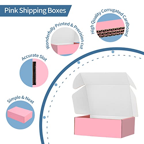 SNOGSWOG 28 Pack 9x6x3 inches Pink Shipping Boxes for Small Business, Small Corrugated Cardboard Gift Box for Mailing,Ship...