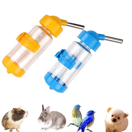 2 PCS Pet Cage Water Bottle No Drip Small Animal Water Bottle, Hanging Hamsters Water Bottle,for Rabbit, Guinea Pig, Hedge...
