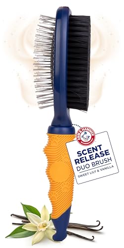 Arm & Hammer Deodorizing Pin & Bristle Dog Grooming Brush with Fragrance Transfer Technology – Scented 2-in-1 Dog Brush fo...