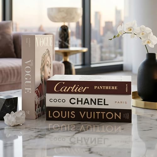 PROBENEX Luxe Large | 4 PCS Faux Decorative Book Boxes | Not Real Books, Cardboard Foldable Display Props | Home Decor for...