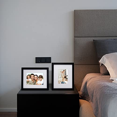 Egofine 8x10 Picture Frames Set of 4, Made of Solid Wood Covered by Plexiglass 4x6 and 5x7 with Mat or 8x10 without Mat, f...