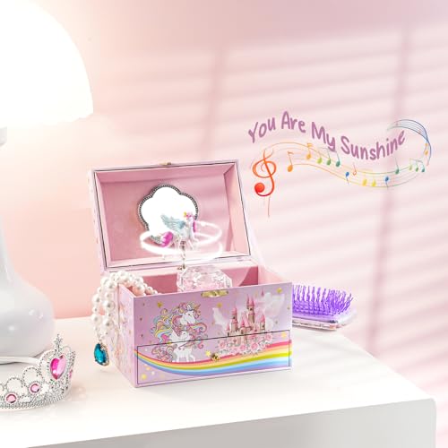 ProCase Children's Jewelry Box, Kids Jewelry Organizer with Unicorn for Little Girls, Jewelry Case Gift for Toddler Age 2 ...