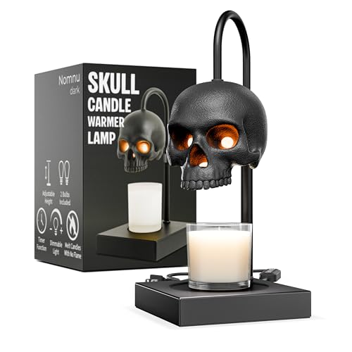 Nomnu Skull Candle Warmer Lamp with Timer & Dimmer *Candles NOT Included – Black Gothic Table Lamp Candle Warmer Adjustabl...