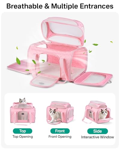 CarryTip Cat Carrier Airline Approved 17x11x9.5 Inches, Top Expandable Soft Sided Pet Travel Carrier for Cats & Small Dog...