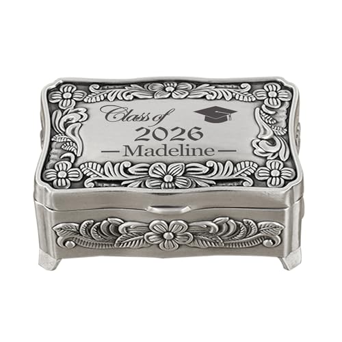 Personalized Graduation Gifts for Women Girls Small Metal Keepsake Box Custom Her Name - 2026 Graduation Jewelry Gift Box ...