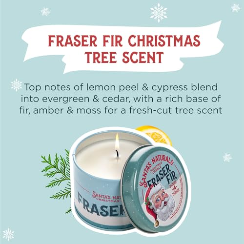 Santa's Naturals Fraser Fir Christmas Mini Candles Gift Set for Holidays, Fresh Cut Tree Scent, Soy & Beeswax Blend, 3.5 o...