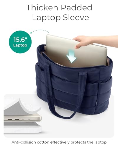 BAGSMART Tote Bag for Women, Lightweight Puffy Tote Bag with Compartments Shoulder Bag Handbag for Travel, Work, Gym | Lig...