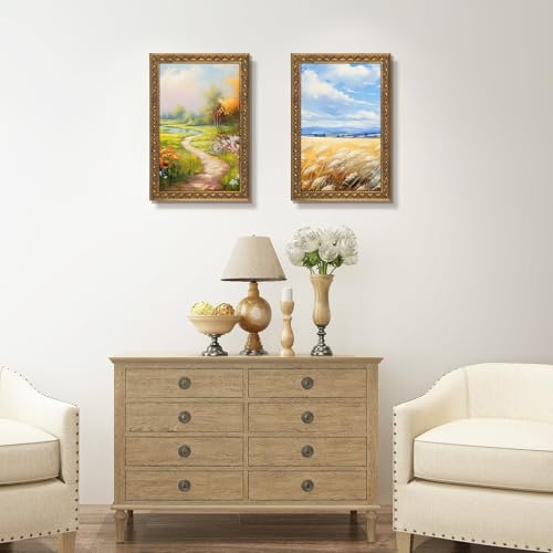 Golden State Art, 11x17 Inch Poster Frame Ornate Bronze, Horizontal and Vertical Wall Display, With Real Glass