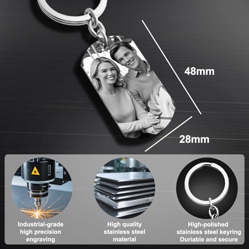 Queenberry Custom Keychain Laser Engraved Personalized Calendar Date/Photo/Text Full Color Picture
