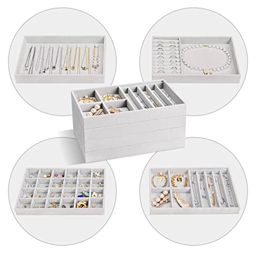 ProCase Stackable Jewelry Organizer Trays for Drawers, Jewelry Drawer Inserts Container Display Case Storage for Earring N...