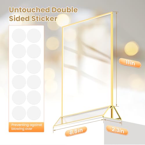 YOAEAILY Acrylic Sign Holder 8.5X11 Gold Frames Double-Sided Gold Picture Frames for Flyer Holder Menu Holder Wedding Tabl...