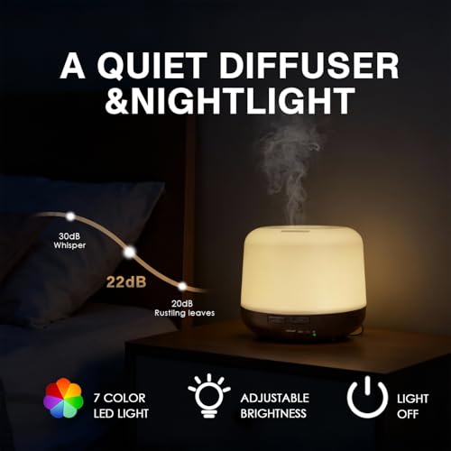 Aroma Diffuser with 3 Essential Oils Set,500ml Aromatherapy Essential Oil Diffusers for Large Room,Mini Humidifier for Hom...