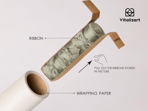 Vitalizart White Wrapping Paper Set 17" Pearly-Lustre With Silk Like Satin Ribbon & Gift Tags Recyclable Christmas Gift Wr...