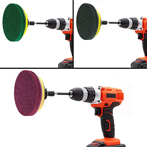 Power Scrubber Pads Drill Attachment, GOH DODD 26 Pieces 4 Inch Headlight Restoration Kit Drill Brush Scouring Cleaning Pa...