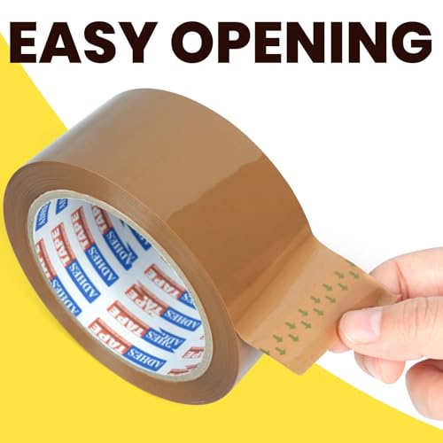 ADHES Brown Packing Tape with Dispenser, 1.88 Inch x 55 Yards, 6 Rolls Heavy Duty Shipping Tape for Moving Boxes, Packagin...