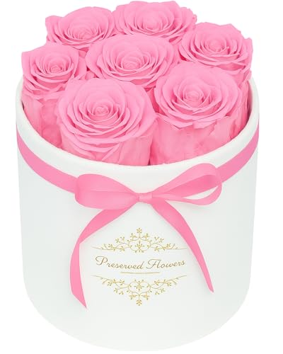7 Forever Flowers in a Luxury Suede Box, Preserved Roses Birthday Gifts for Women, Romantic Anniversary Wedding Gifts for ...