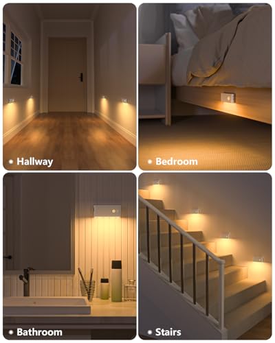 WILLED Motion Sensor Night Light, Rechargeable Stair Lights Indoor, Warm White Motion Sensor Light Indoor, Battery Operate...