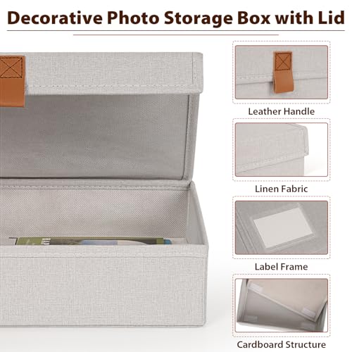 Flenpptly Decorative Photo Storage Box, Photo Boxes Storage with Lids Keepsake Box to Store Pictures, Envelope, Scrapbook ...