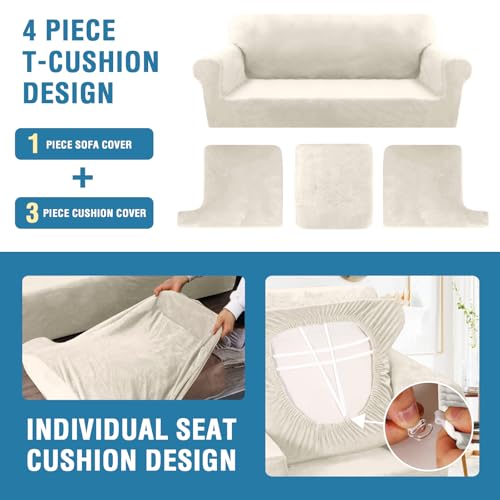 H.VERSAILTEX Sofa Cover 4 Piece T Cushion Sofa Slipcovers Couch Cover Furniture Protector Stretch T Cushion Sofa Covers fo...