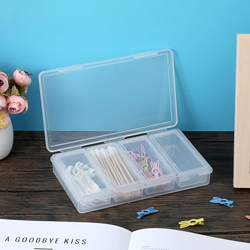 OwnMy 4 in 1 Portable Travel Cotton Swab Holder, Travel Floss Pick Holder Case Floss Dispensers, Small Clear Plastic Stora...
