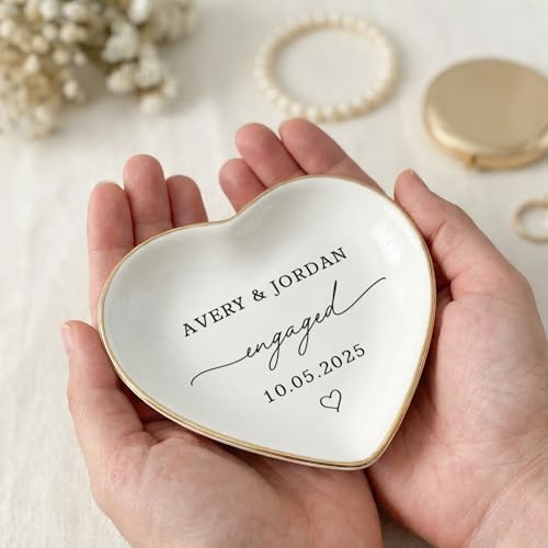 Becomate Personalized Floral Ring Dish, Custom Quote Jewelry Tray, Toile De Jouy, Botanical Wedding Gift, Anniversary or F...
