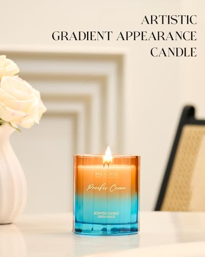 M&SENSE Summer Ocean Scented Candles for Home, 10.6oz Natural Soy Wax, 60-Hour Clean Non Toxic Aromatherapy Candle, Marine...