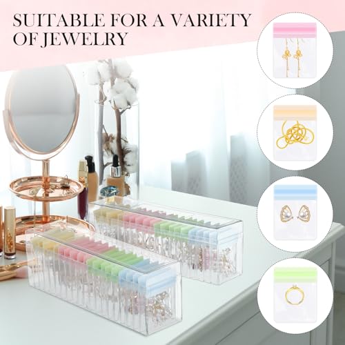 Kenning 63 Pcs Acrylic Jewelry Case Organizer, Clear Jewelry Organizers Holder with Portable Anti Tarnish Storage Bags for...