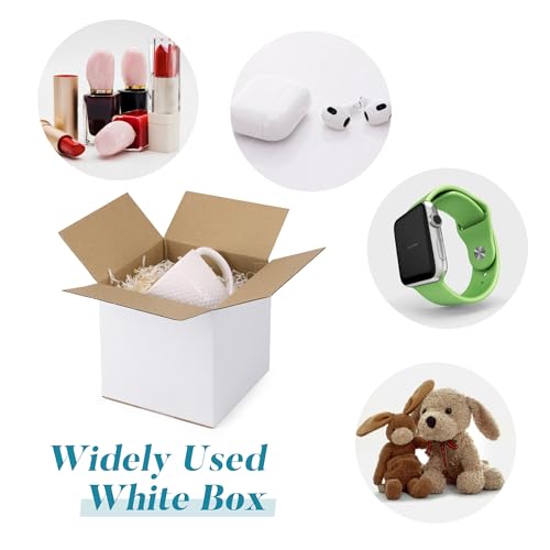 SPEPLA Shipping Boxes 6x6x6 Set of 6, White Corrugated Cardboard Box for Mailing Business Packaging
