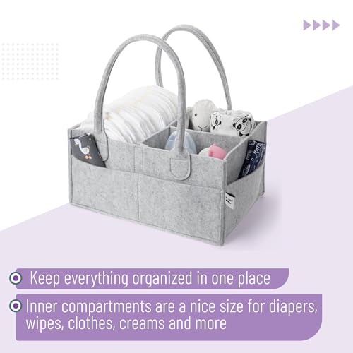 Mr. Pen- Baby Diaper Caddy Organizer, Gray, Medium, Nursery Storage Bin and Car Organizer for Diapers and Baby Wipes
