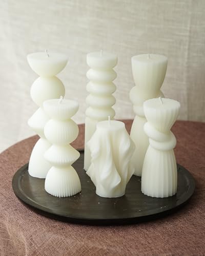 6 Pack Pillar Candles Ribbed Decorative Candle velas decorativas Fireplace Candle for Housewarming Gift, Shelf & Table Dec...