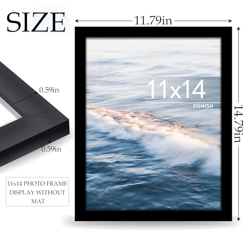 Fisnish 11x14 Picture Frame, for Tabletop Display, Horizontal or Vertical Wall Mounting, Black