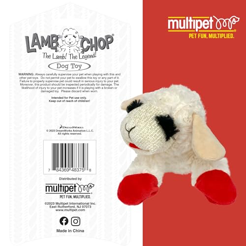Multipet Lamb Chop Dog Plush Toy - Squeaky Toy for Small & Medium Dogs - Extra Soft Plush - Stuffed Animal for Cuddling & ...